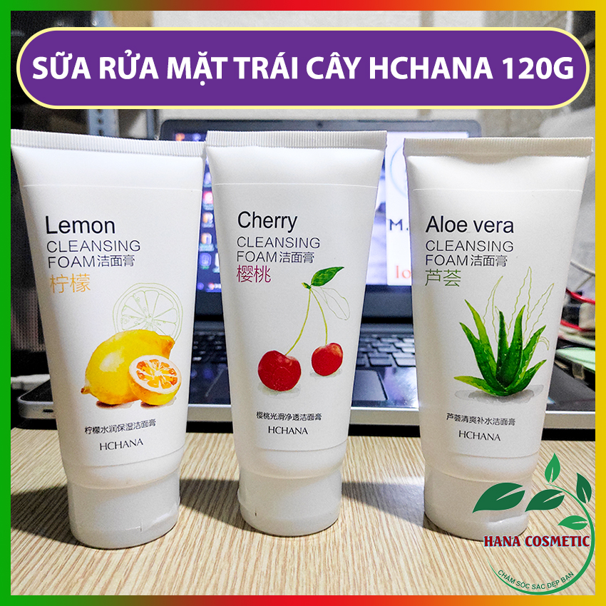 Sữa Rửa Mặt Trái Cây Hchana 120g – Chiết Xuất Nha Đam, Cherry, Chanh Tươi – Làm Sạch Da Mặt, Dưỡng Ẩm, Không Gây Khô Da