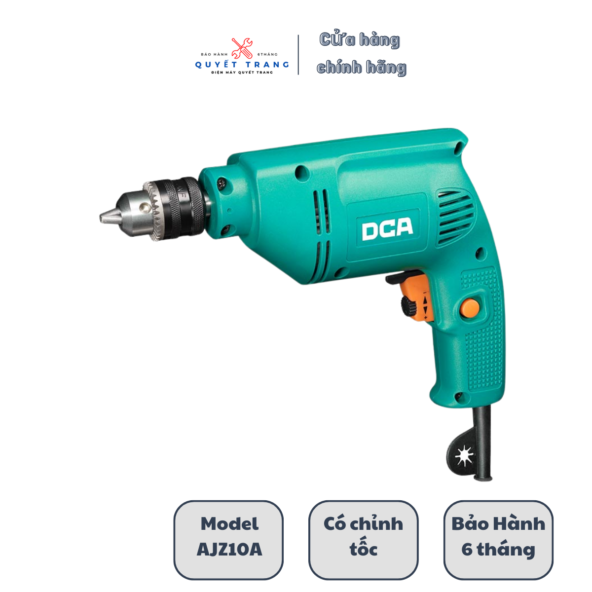 Máy khoan điện cầm tay dca ajz10a đầu kẹp mũi khoan 10mm có điều tốc đảo chiều chính hãng dca