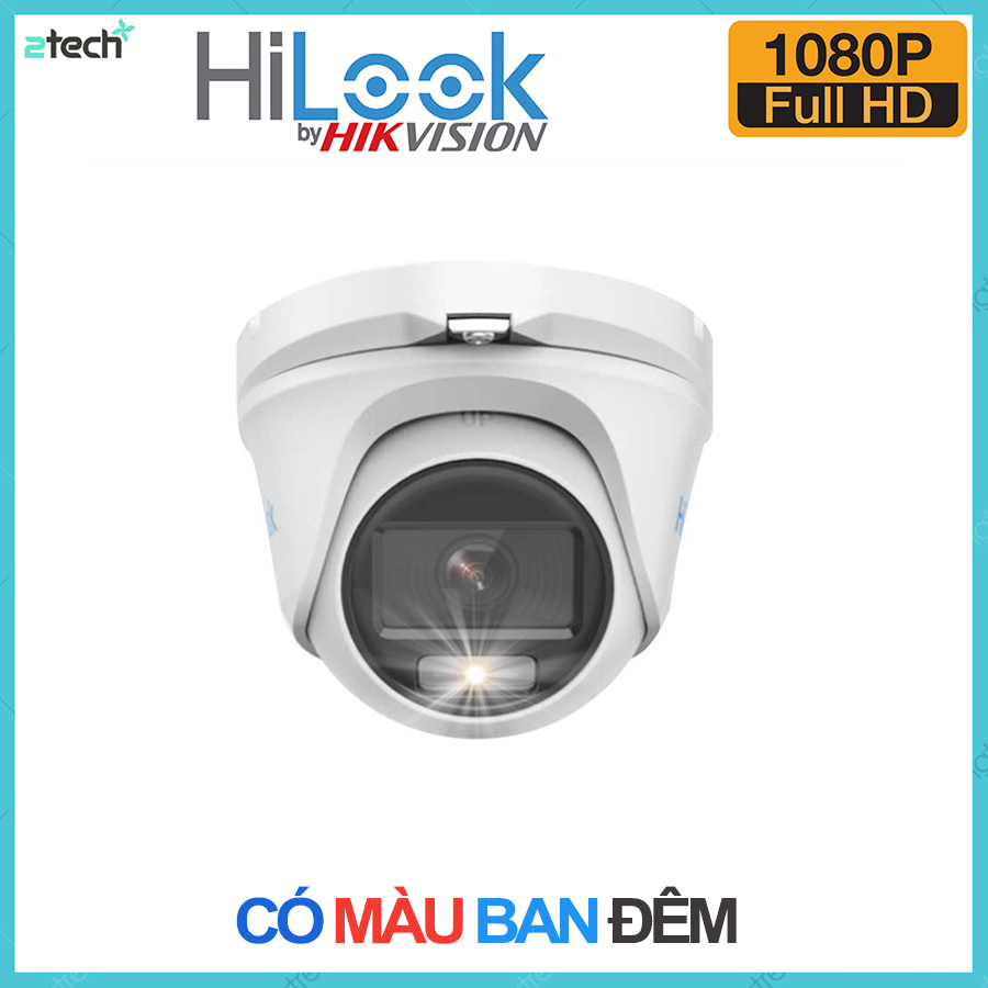 Camera có màu ban đêm hdtvi colorvu 2mp hilook thc-t129-m led 20m
