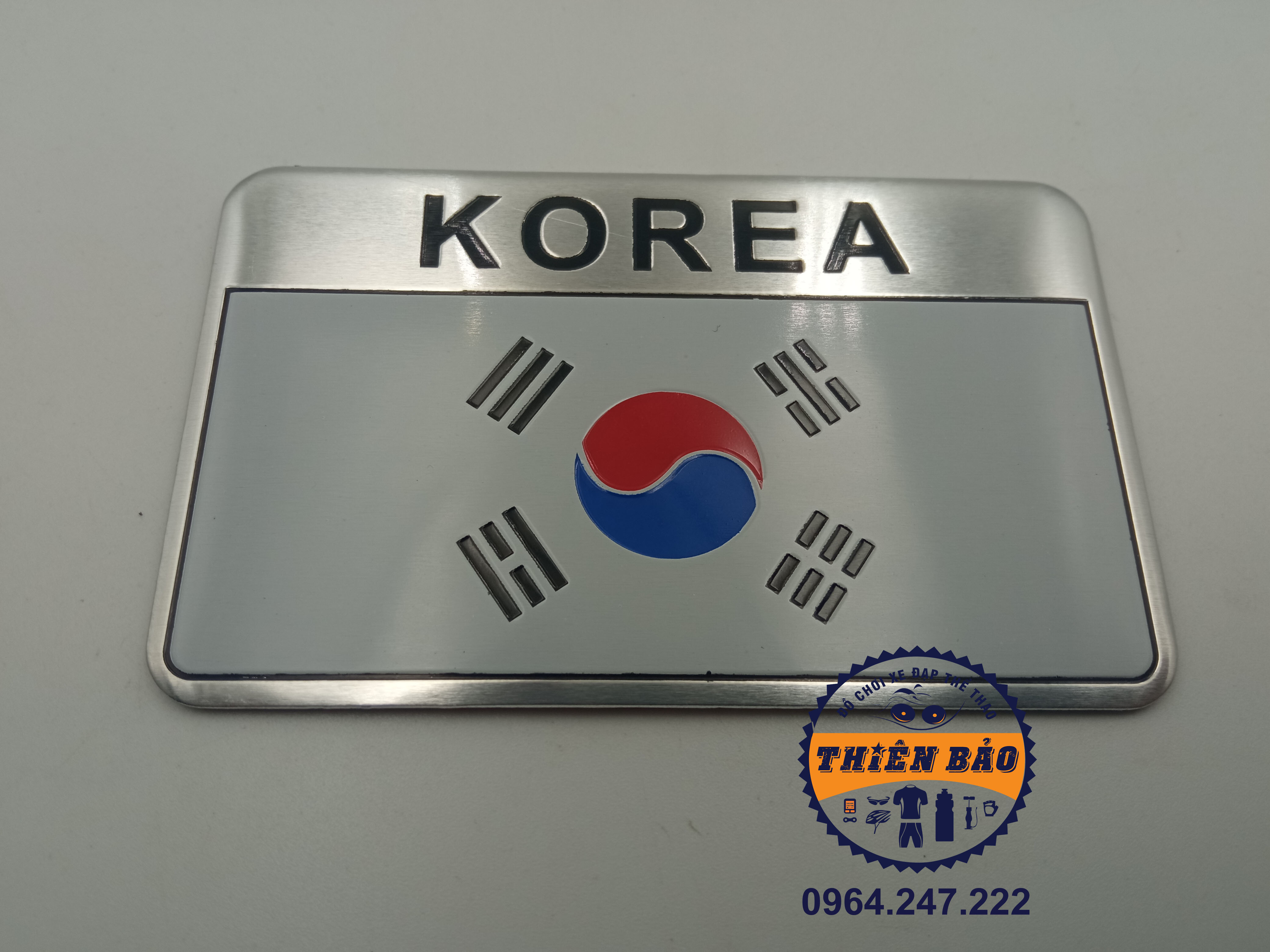 Decal nhôm dán xe, logo cờ Korea tem nhôm dán xe oto, hình dán cờ Hàn Quốc hình chữ nhật #407