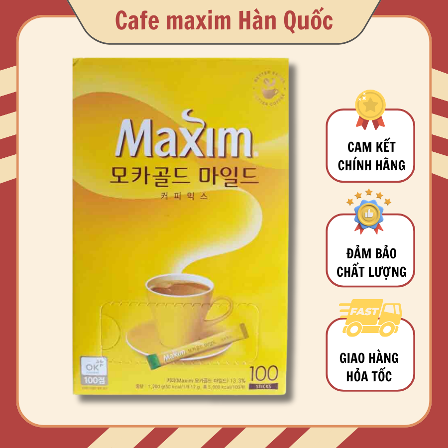 Cà phê hàn quốc hoà tan maxim 100 gói/hộp