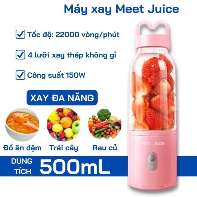 Máy Xay Sinh Tố Cầm Tay Mini - Meet Juice 500ML Xay Sinh Tố, Hoa Quả Tiện Lợi Chất Liệu Cao Cấp