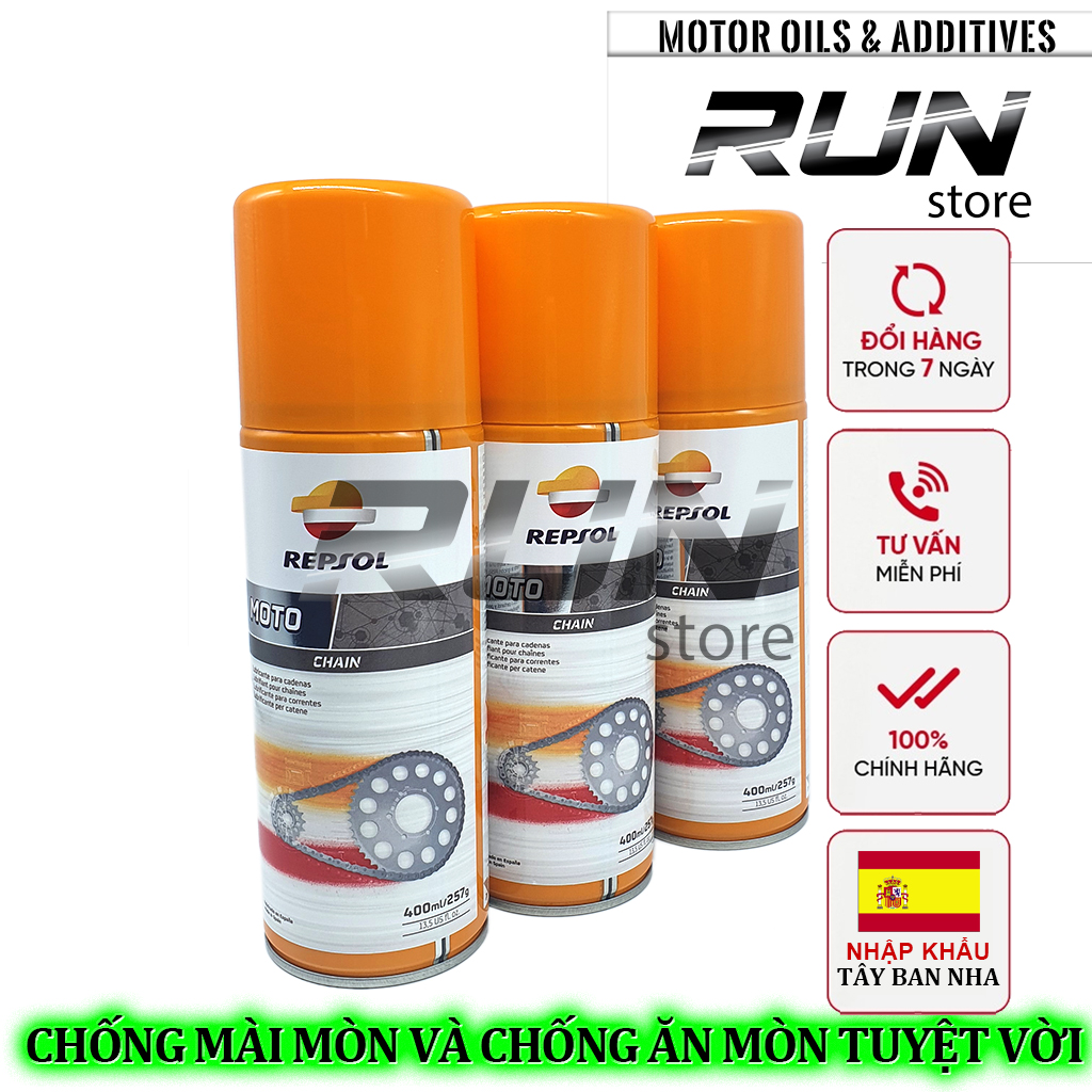 [HCM]Xịt Dưỡng Sên Repsol Chain 400ml – MADE IN SPAIN – CHỐNG MÀI MÒN VÀ CHỐNG ĂN MÒN TUYỆT VỜI