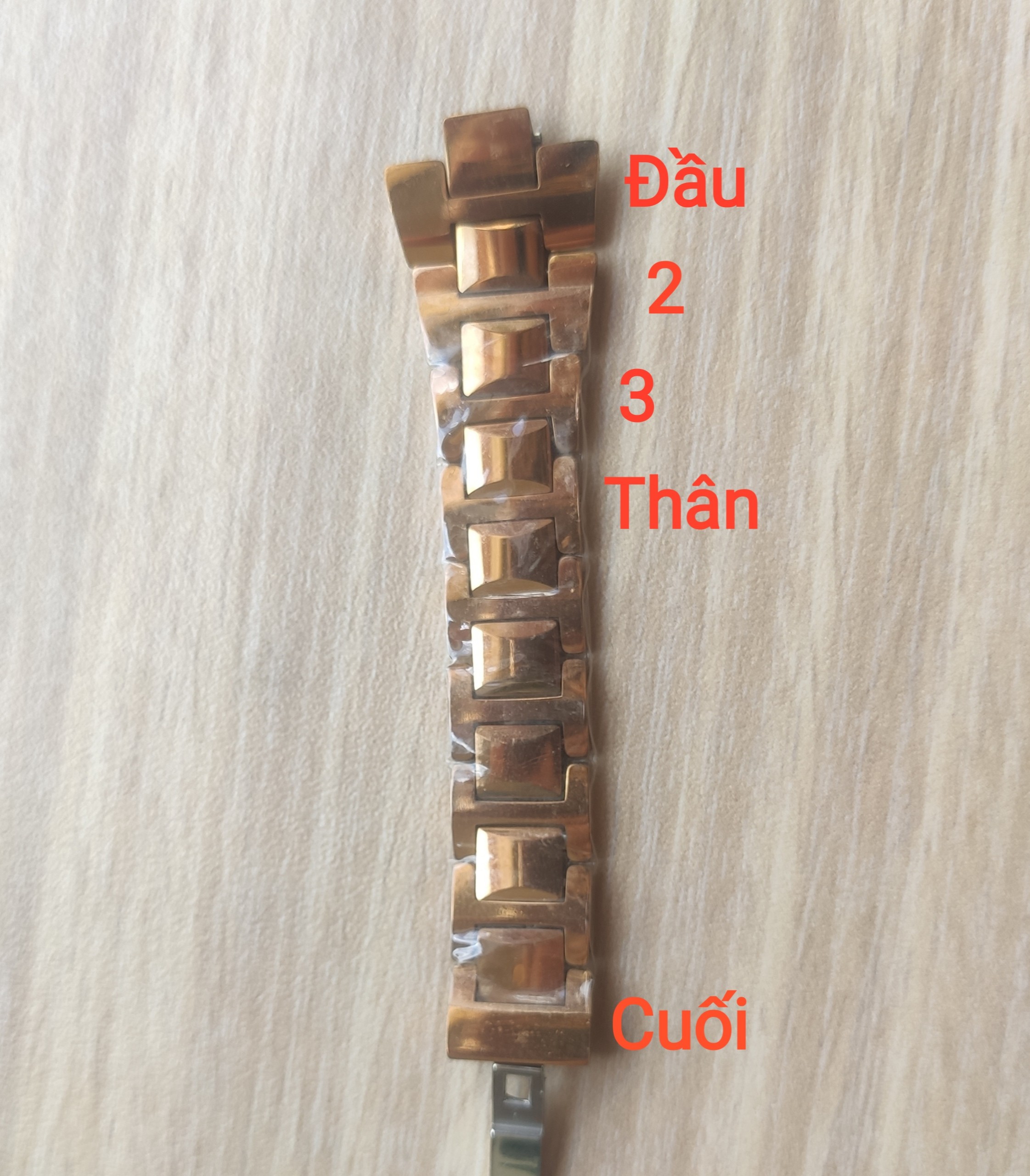 Dây đồng hồ nữ màu vàng bằng đá lắp cho dòng Rado 6050