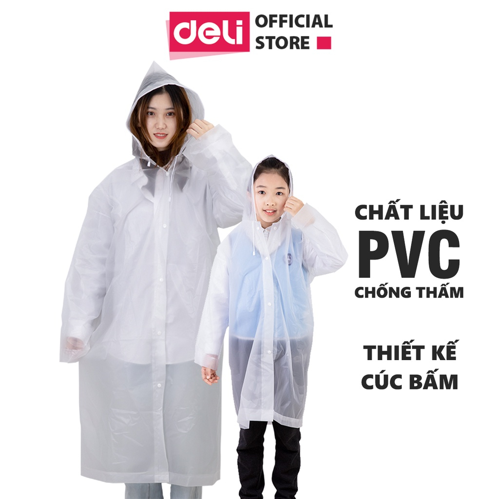 Áo Mưa Trẻ Em Trong Suốt Deli - Phù hợp mưa phùn, bụi, nồm, ẩm