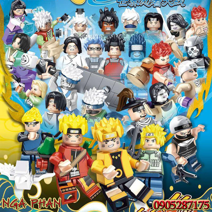 Combo 2 nhân vật naruto boruto ninja đại chiến ác nhân siêu đẹp đồ chơi xếp hình lắp ráp elephant moc diy