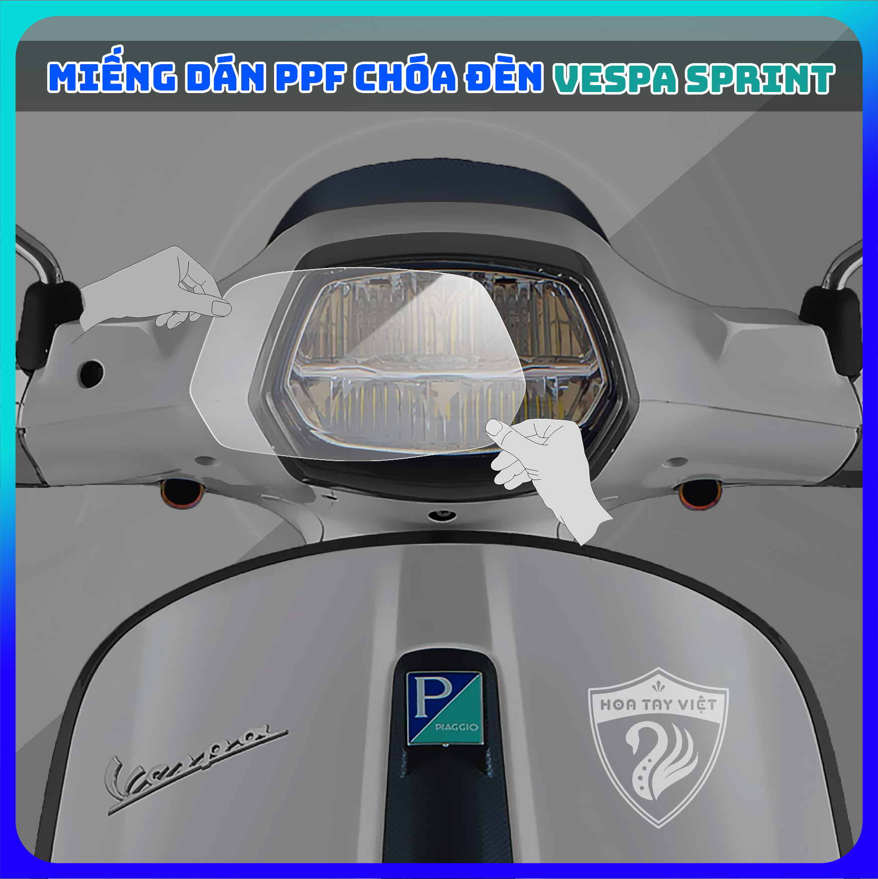 Miếng dán chóa đèn vespa sprint chống trầy xước vespa ppf