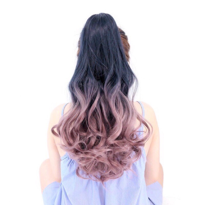 Tóc giả nữ❤️Tóc giả ngoạm omber Hồng tím