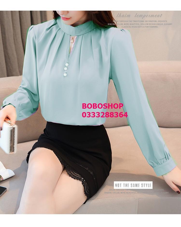 [HCM]Áo Sơ Mi Cổ Lọ 3 Nút