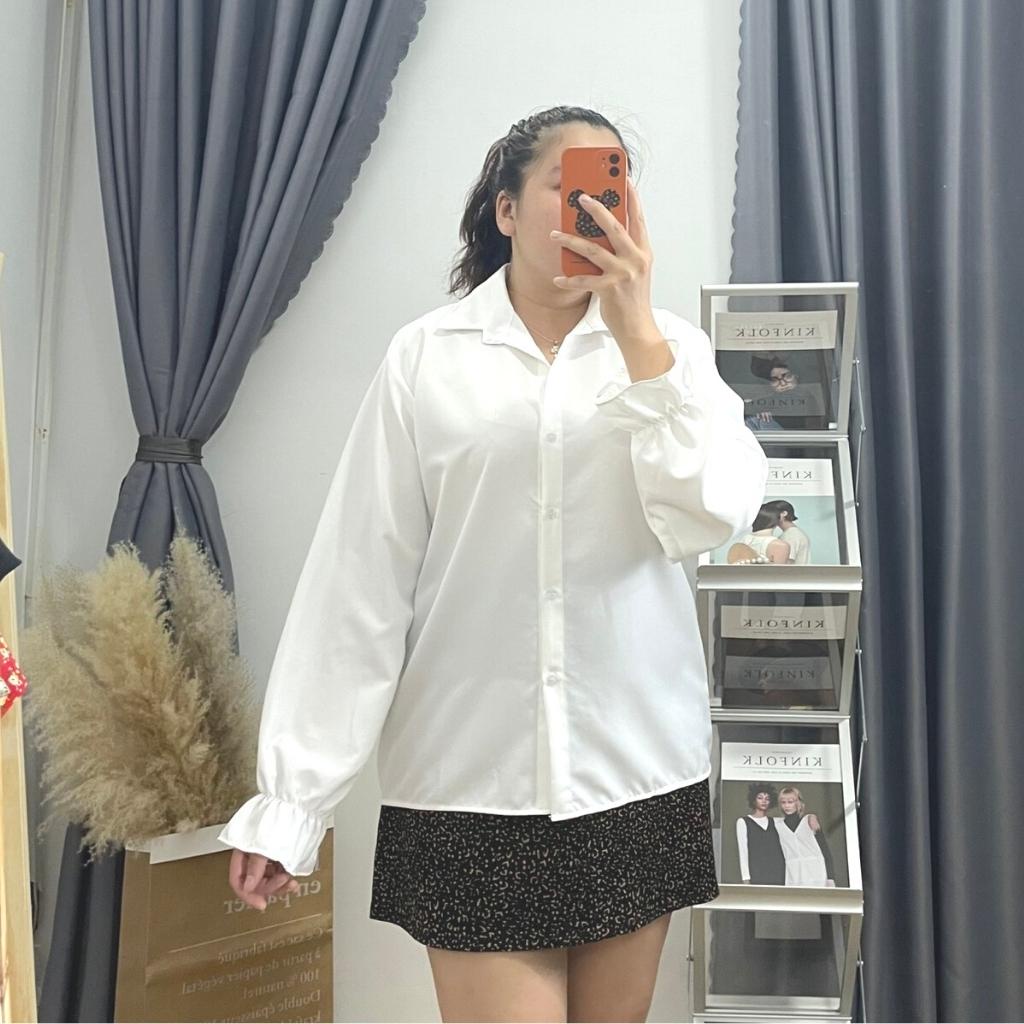 Áo sơ mi trắng bigsize nữ dài tay đi học đi chơi và đi làm AT8