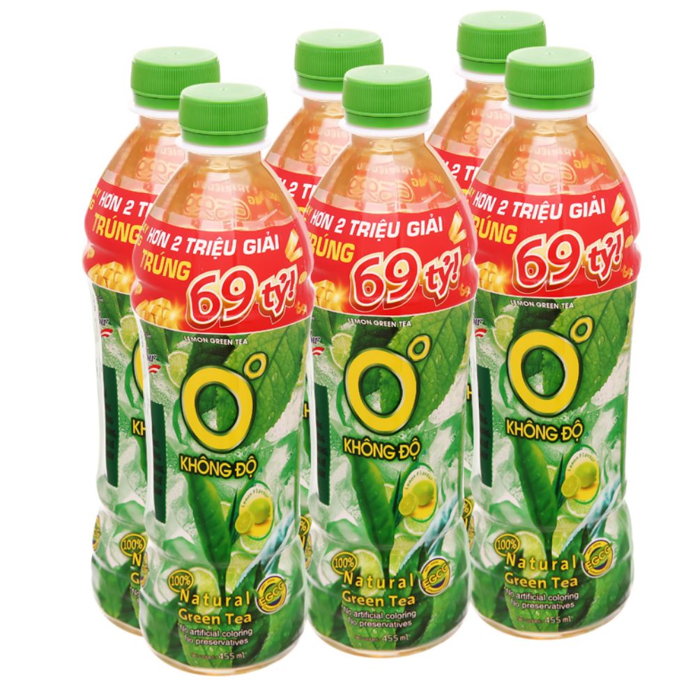 [Lốc 6] Chai Nước Trà Xanh Không Độ 455ml