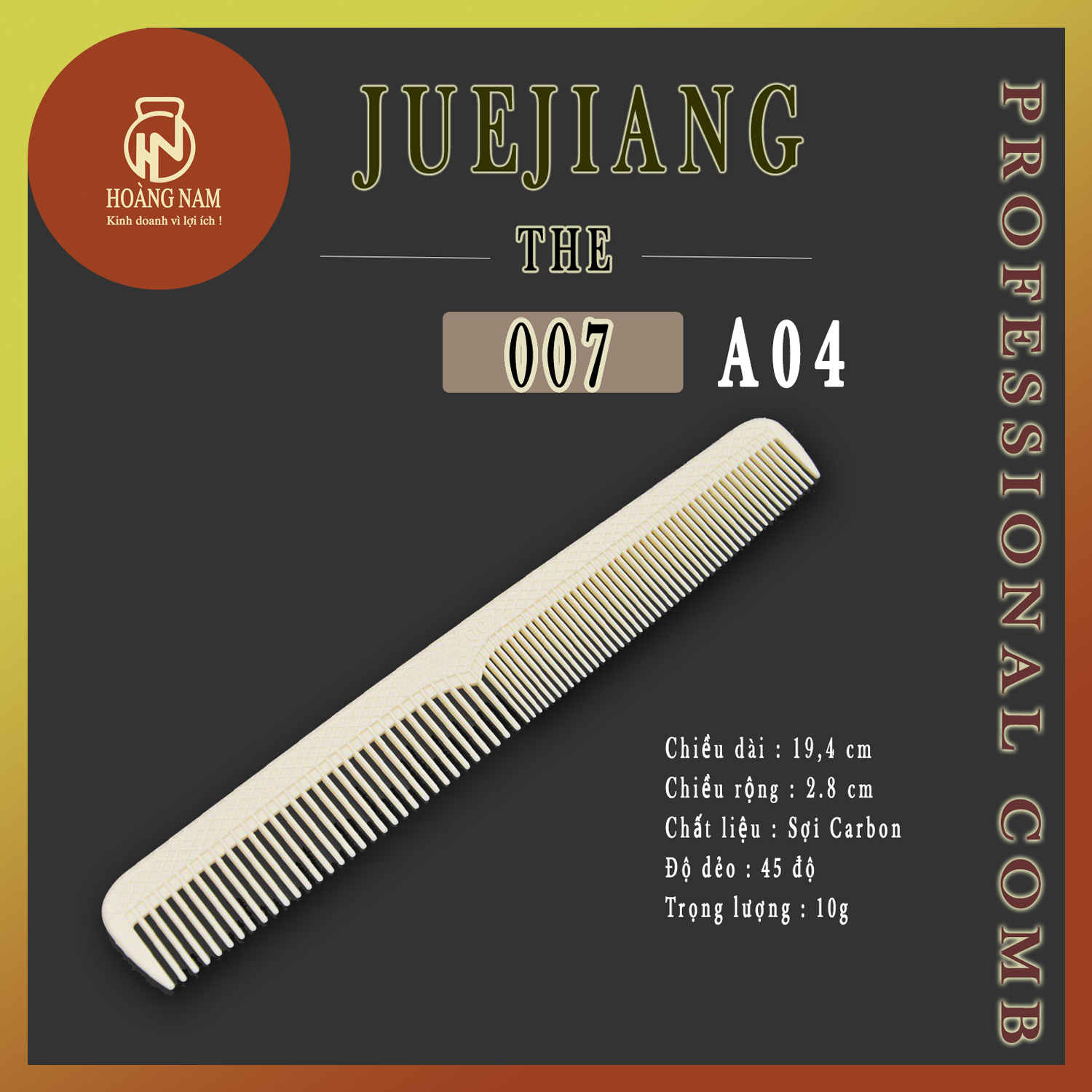{ A4 } Lược Cắt Tóc Chất Liệu Sợi CarBon Dẻo 19.4 x 2,5 cm ,America 007 ( trắng ) Phụ Kiện Chuyên Nghiệp Barber Tóc