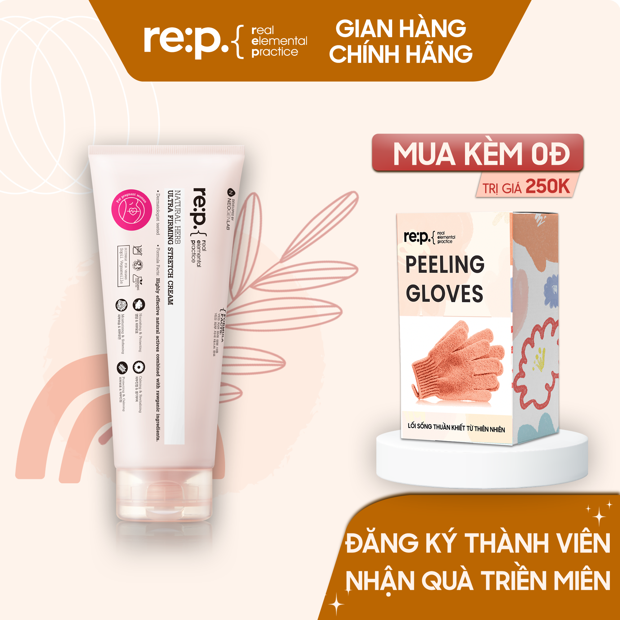 Kem Giảm Rạn Rep, Săn Chắc Da, Làm Mờ Sẹo RE:P Natural Herb Ultra Firming Stretch Cream 200ml