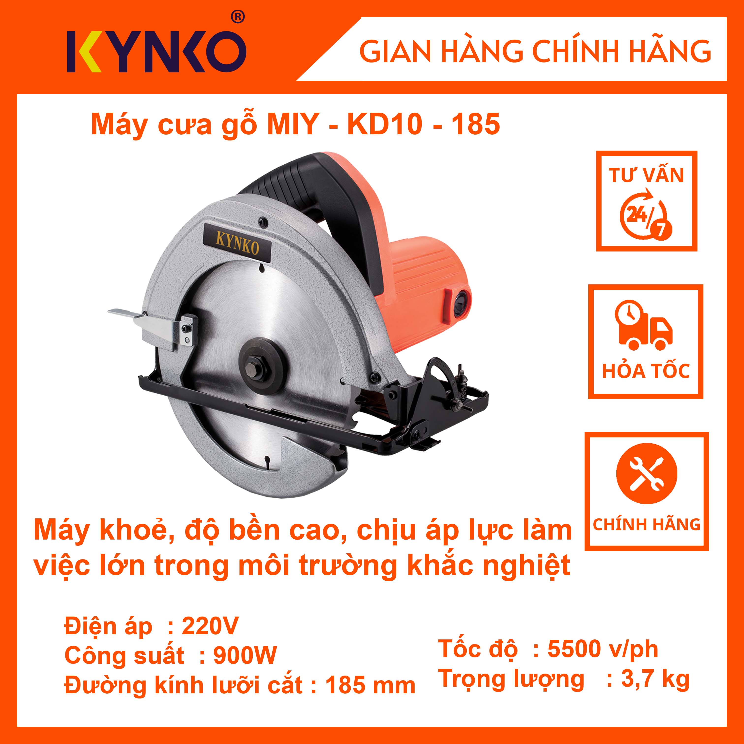 Máy cưa gỗ kynko miy-kd10-185 cầm tay chính hãng giá tốt