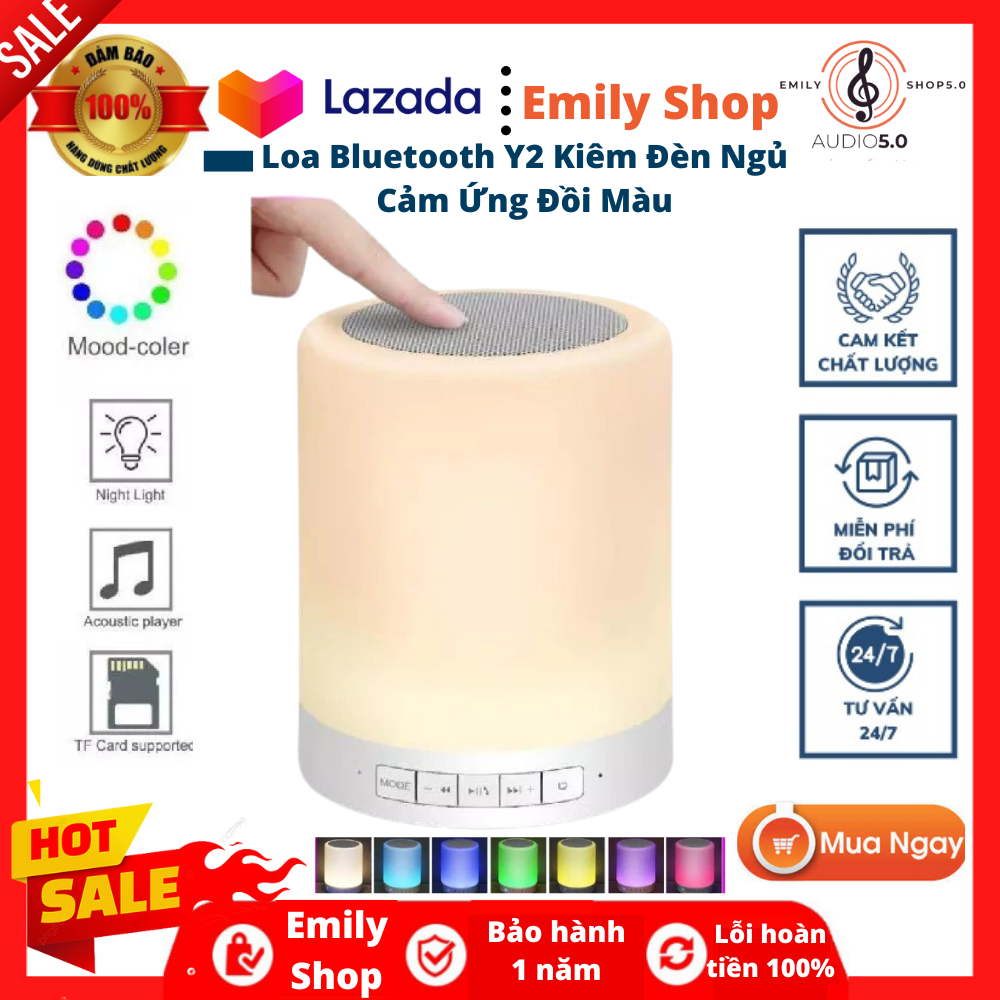 Loa bluetooth kiêm đèn ngủ y2 đổi màu cảm ứng cực đẹp - loa di động cầm tay - loa mini có led cực đẹp - kiểu dáng thiết kế độc đáo - đẹp mắt - bảo hành 12 tháng.