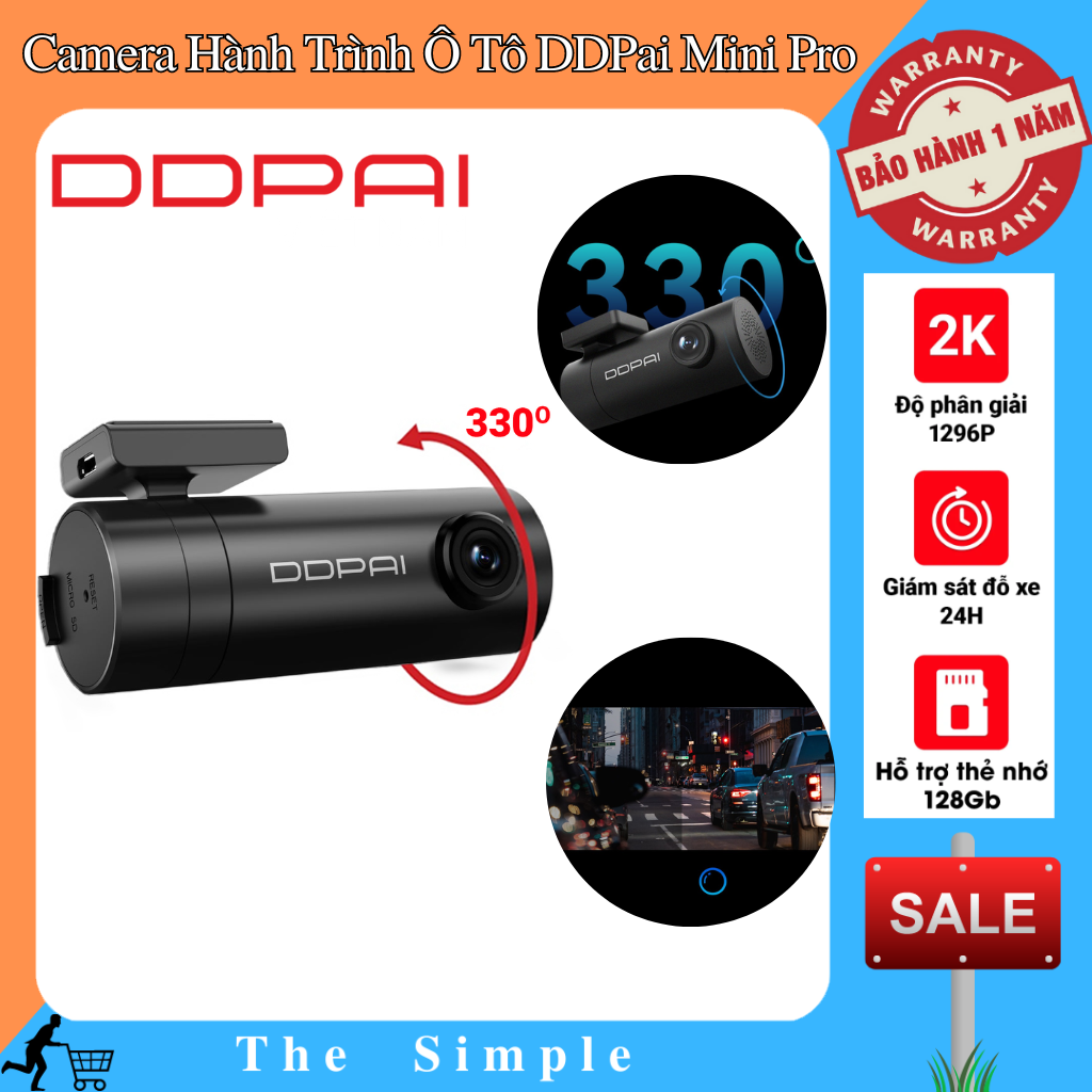 Camera Hành Trình Ô Tô DDPai Mini Pro, Đọ Phân Giải 2K, Camera 330 độ