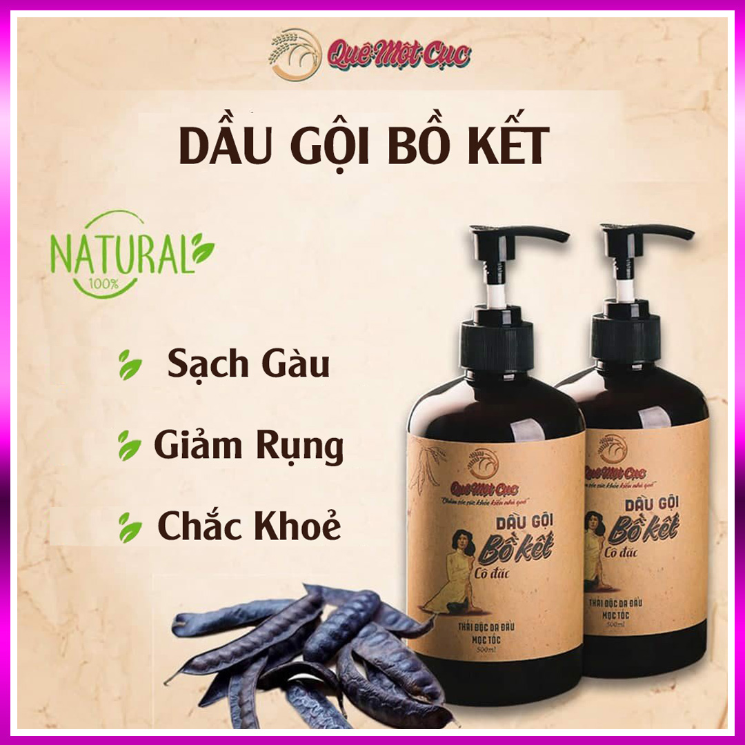 Dầu gội đầu bồ kết cô đặc sạch gàu nấm ngứa QUÊ MỘT CỤC 500ml dầu gội thảo dược ngăn rụng tóc giúp mọc tóc sạch gàu