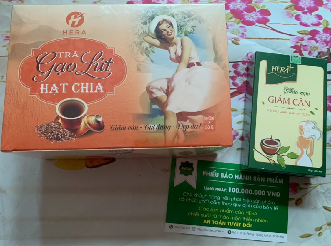 Combo Trà Gạo Lứt  Hạt Chia Giảm Cân - Trà giảm Cân Hera Plus [kèm video]