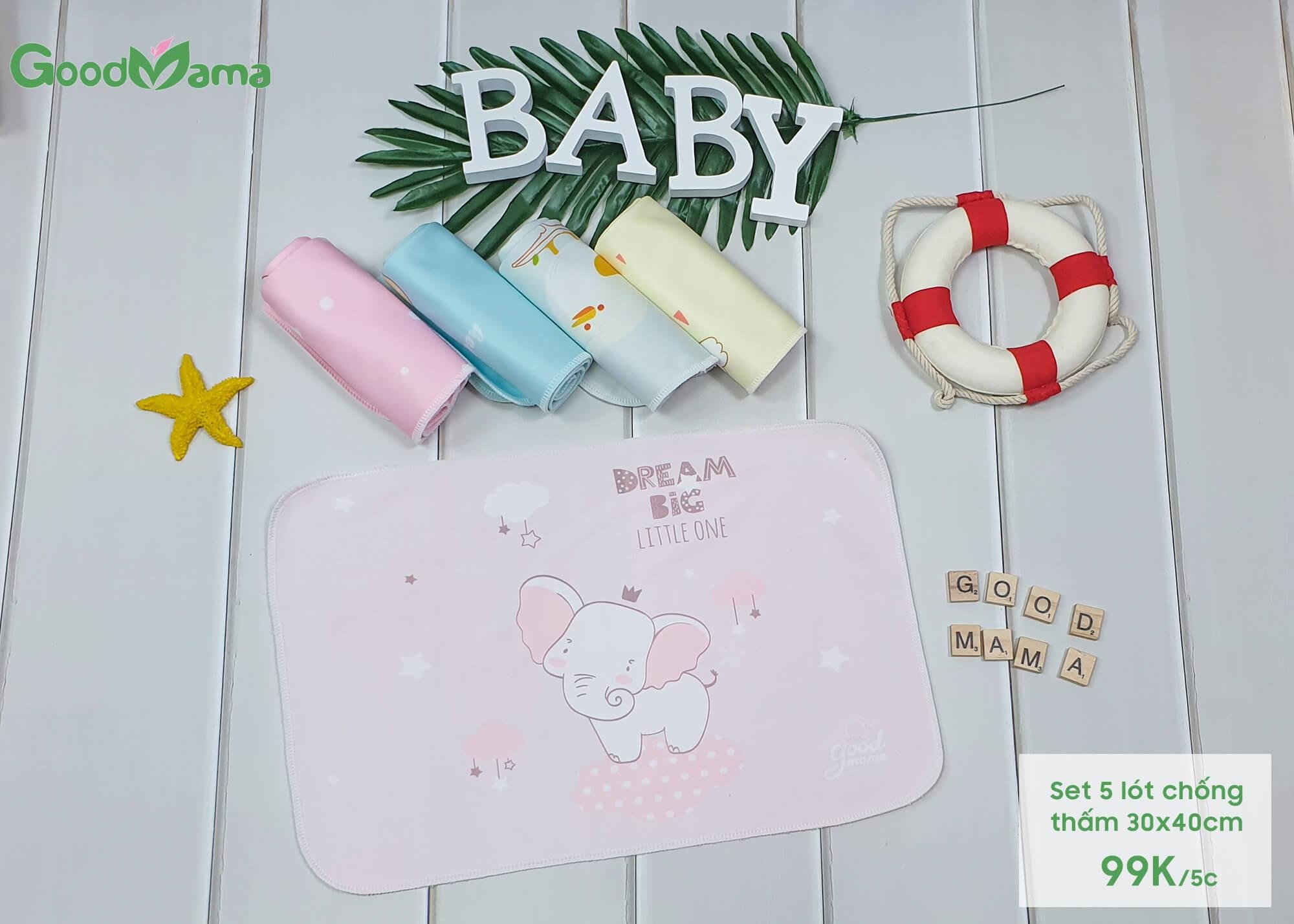 Set 5 tấm lót chống thấm 30x40 trẻ em Good Mama