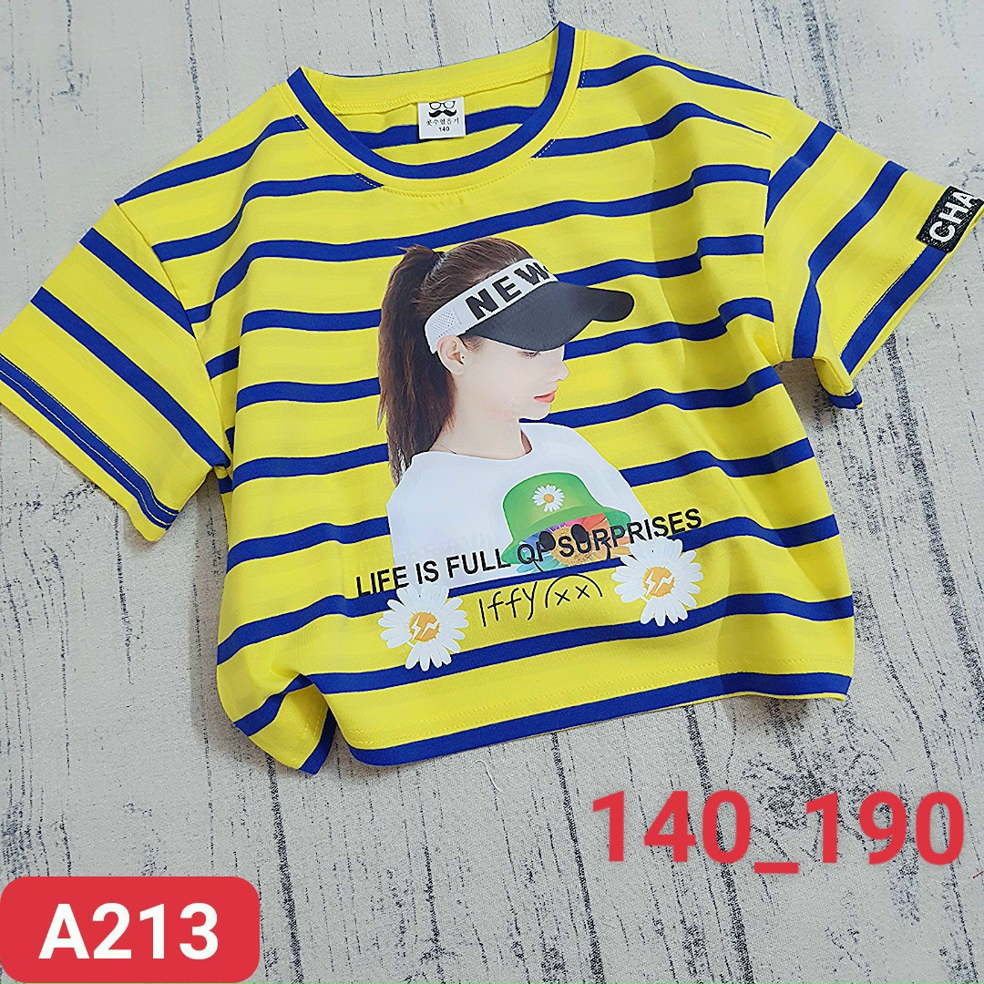 [HCM]Áo thun croptop sọc form rộng cho bé gái xinh iu 23-53Kg - 4 màu