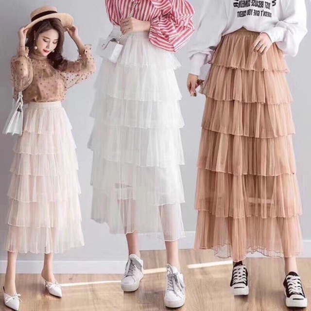 Chân váy voan nhiều tầng hàng Quảng Châu