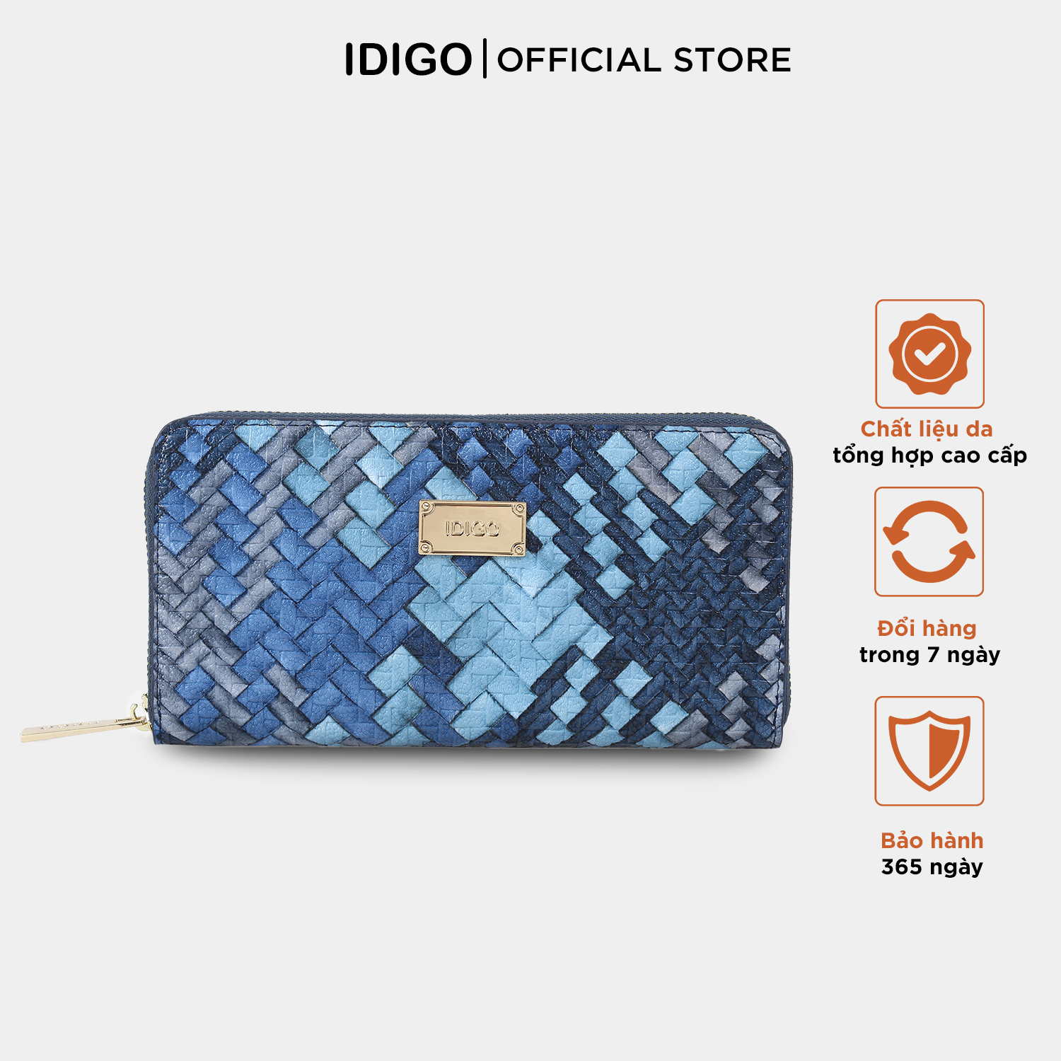 Ví nữ dài cầm tay hoạ tiết lập thể idigo fw2-401-00
