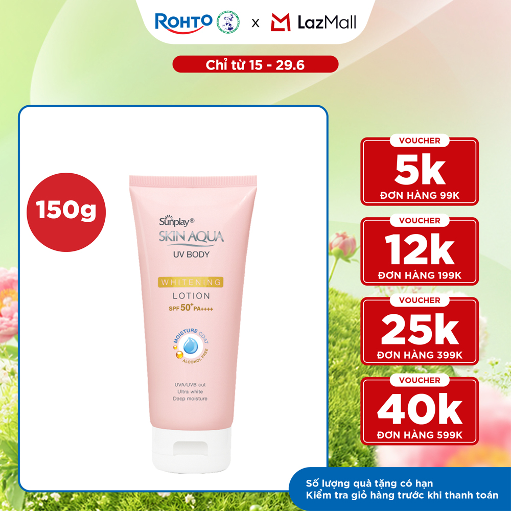 Kem chống nắng body Skin Aqua dưỡng trắng dùng hàng ngày Sunplay Skin Aqua UV Body Whitening Lotion SPF 50+ PA++++ 150g