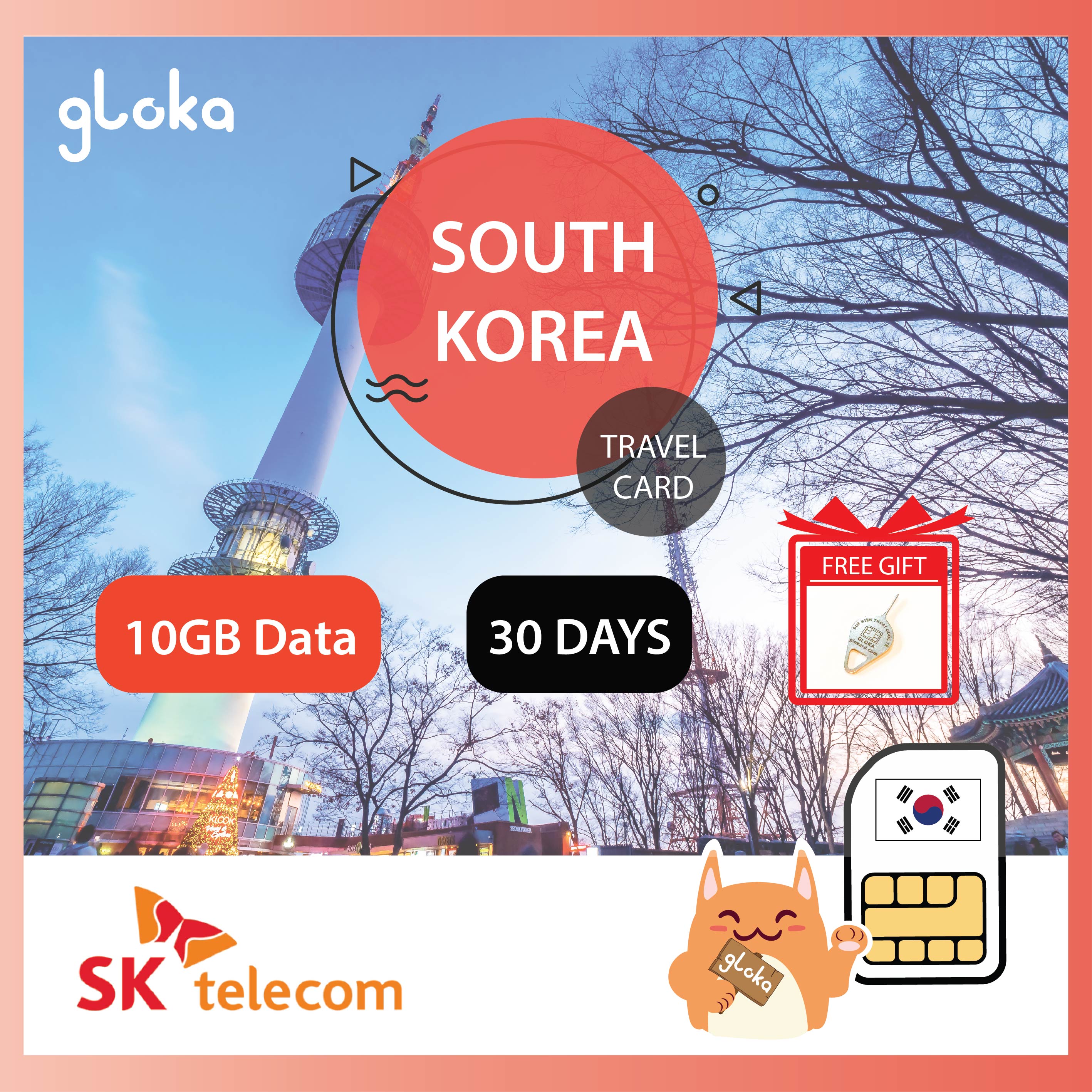 Sim data 4g du lịch hàn quốc 10gb data 30 ngày