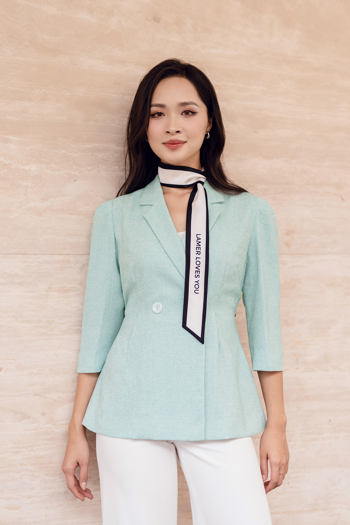 Áo Khoác Vest Lamer Dạ Tweed Hai Lớp Tay Bồng L65B21T039