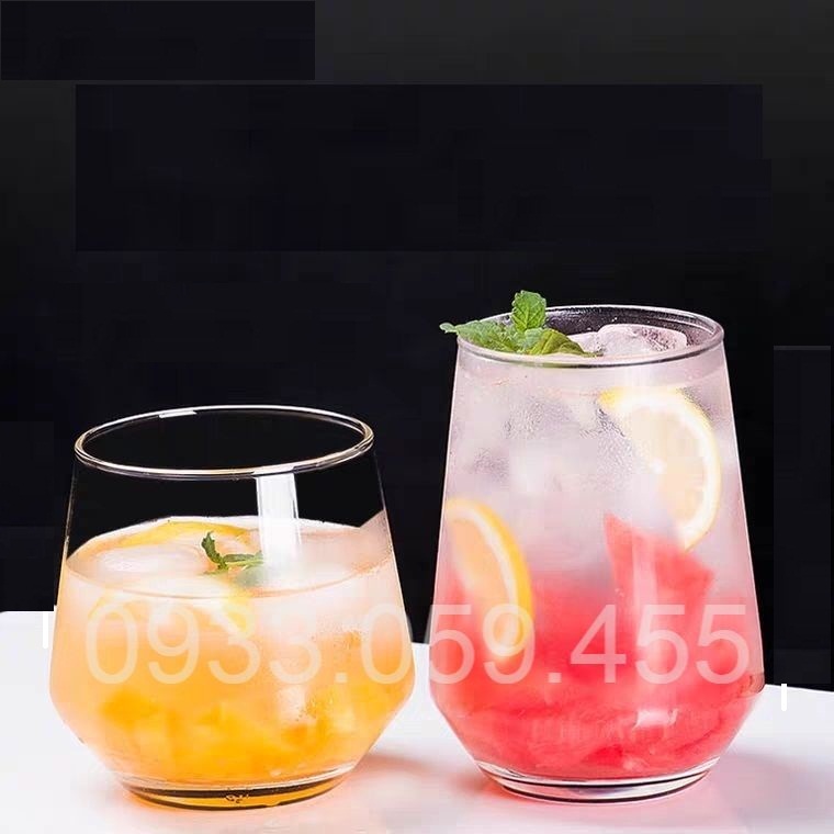 Ly Thủy Tinh Cao cấp uống sinh tố 380ml - Ly Nước Ép, Ly uống nước, Ly sinh tố, Ly detox hình Oval sang trọng