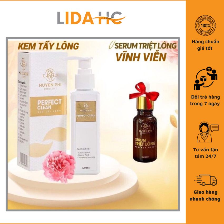 Combo Kem Tẩy Lông Huyền Phi Và Serum Triệt Lông Huyền Phi Chính Hãng