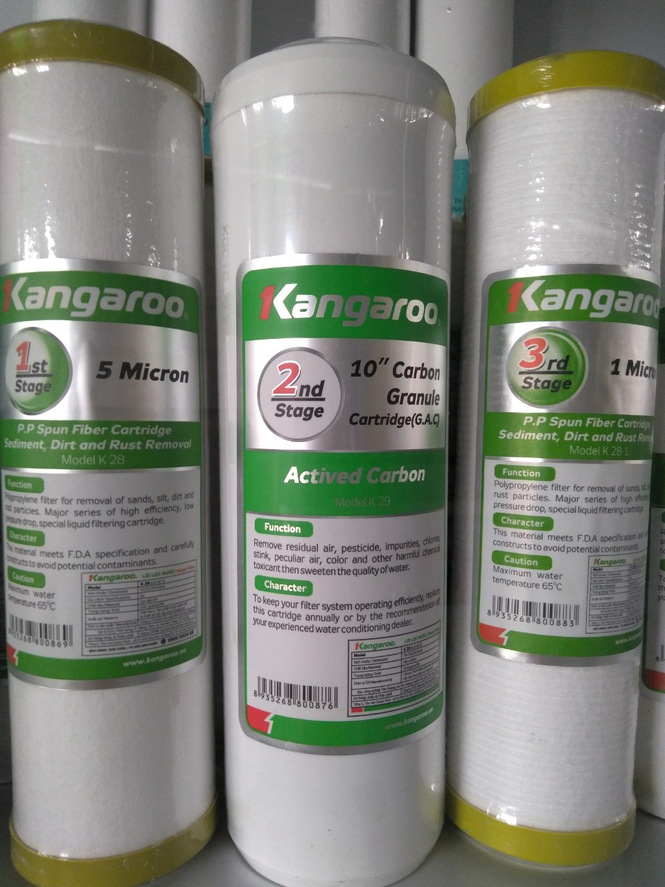 Combo lõi lọc số 1 2 3 kangaroo chính hãng