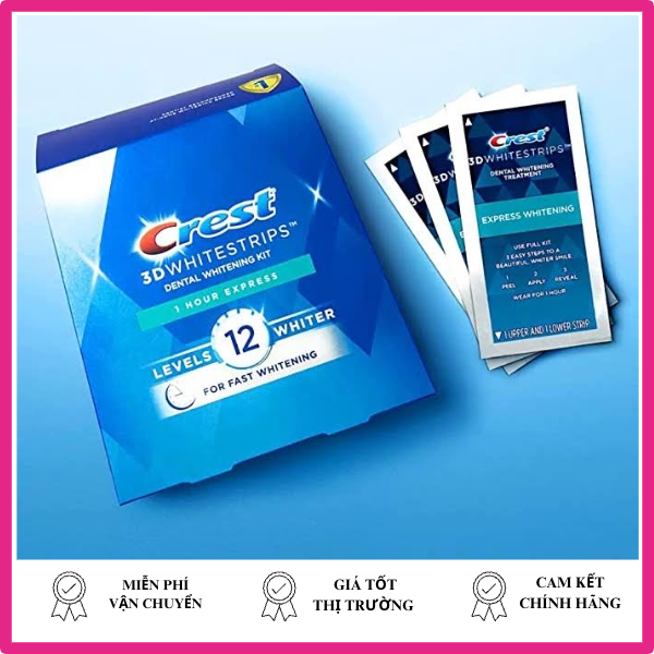 Miếng dán trắng răng crest 3D white 1 giờ siêu trắng nhanh cấp tốc của Mỹ