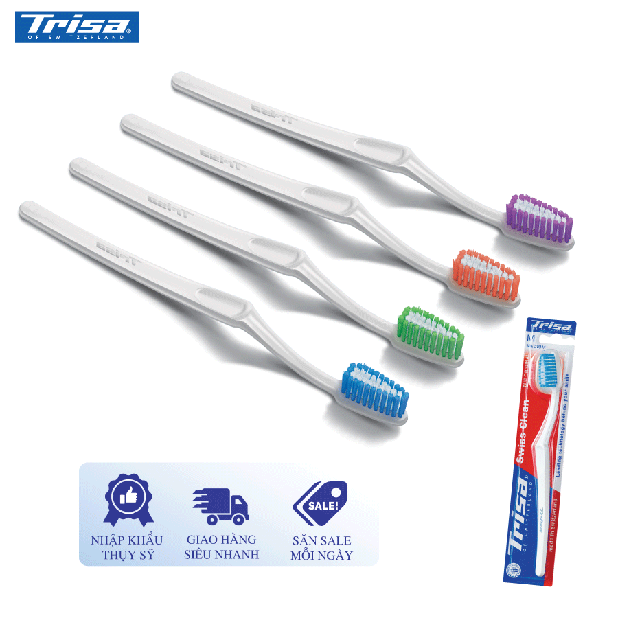 Combo 4 Bàn Chải Đánh Răng Trisa Swiss Clean Medium