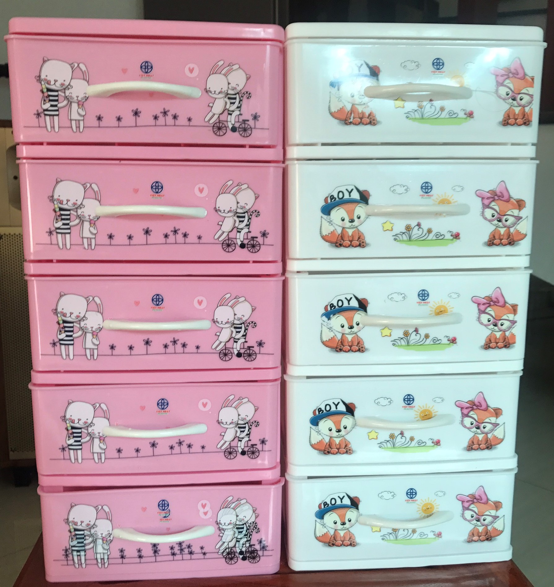 Tủ nhựa 5 tầng mini họa tiết Đựng, chìa khóa, đồ trang sức, vật dụng nhỏ, vật dụng gia đình, văn phòng