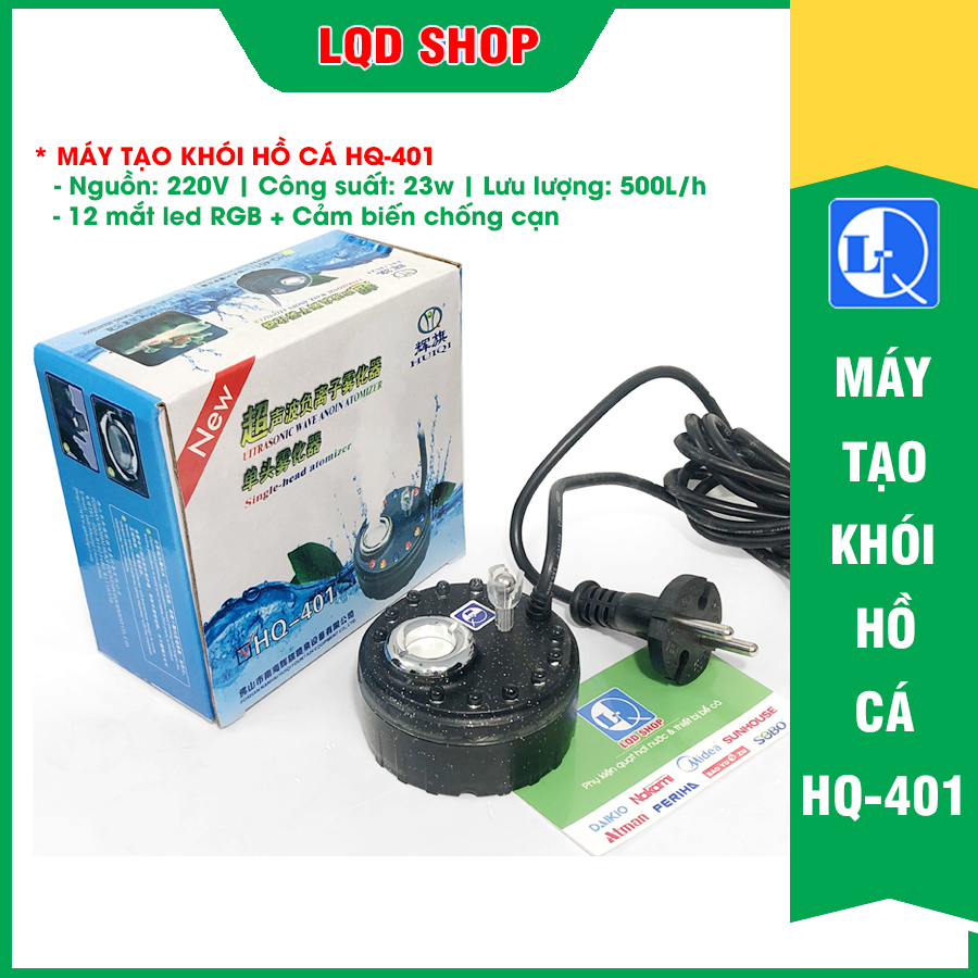 Máy tạo khói hồ cá hq-401 | 12 mắt led rgb + cảm biến chống cạn