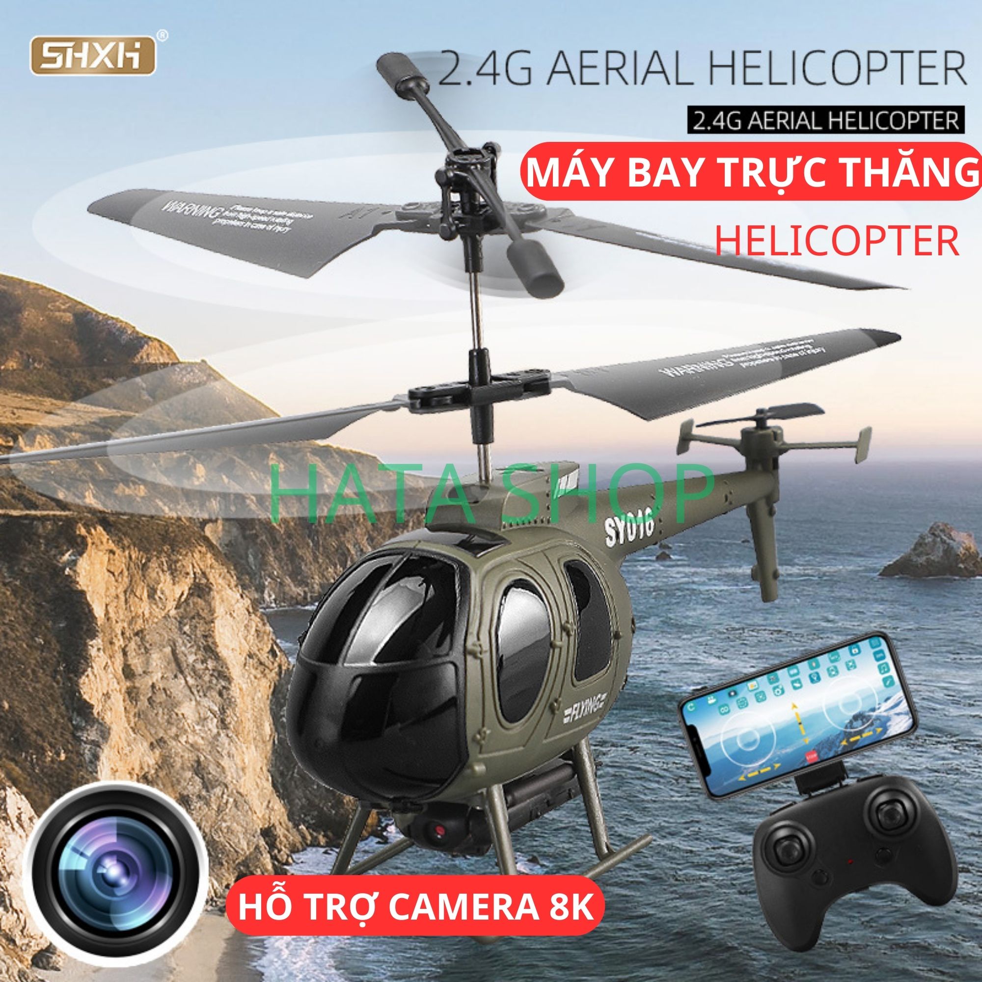 Máy bay trực thăng r/c helicopter sy016 sy017 bản 2 pin sạc điều khiển từ xa, mô hình máy bay trực thăng trên không