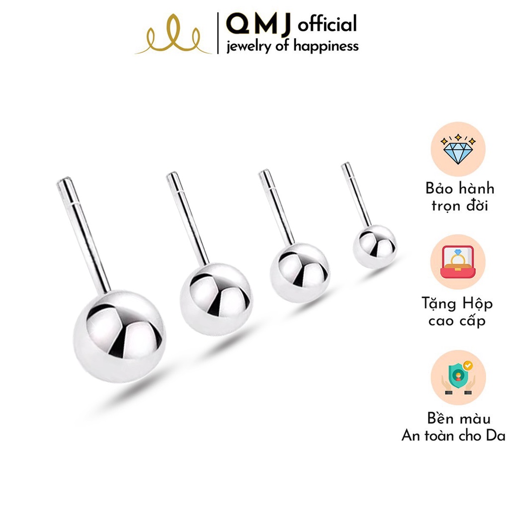 QMJ Bông tai Nụ Bi tròn đơn giản, cá tính bạc 925  khuyên tai đôi dành cho cả nam và nữ phong cách cá tính - QKL1081