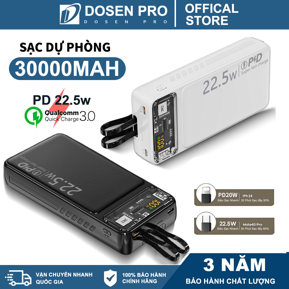 Pd22.5w 30000mAh power bank built-in 2 pin portable charger power bank with Type-C,iPhone