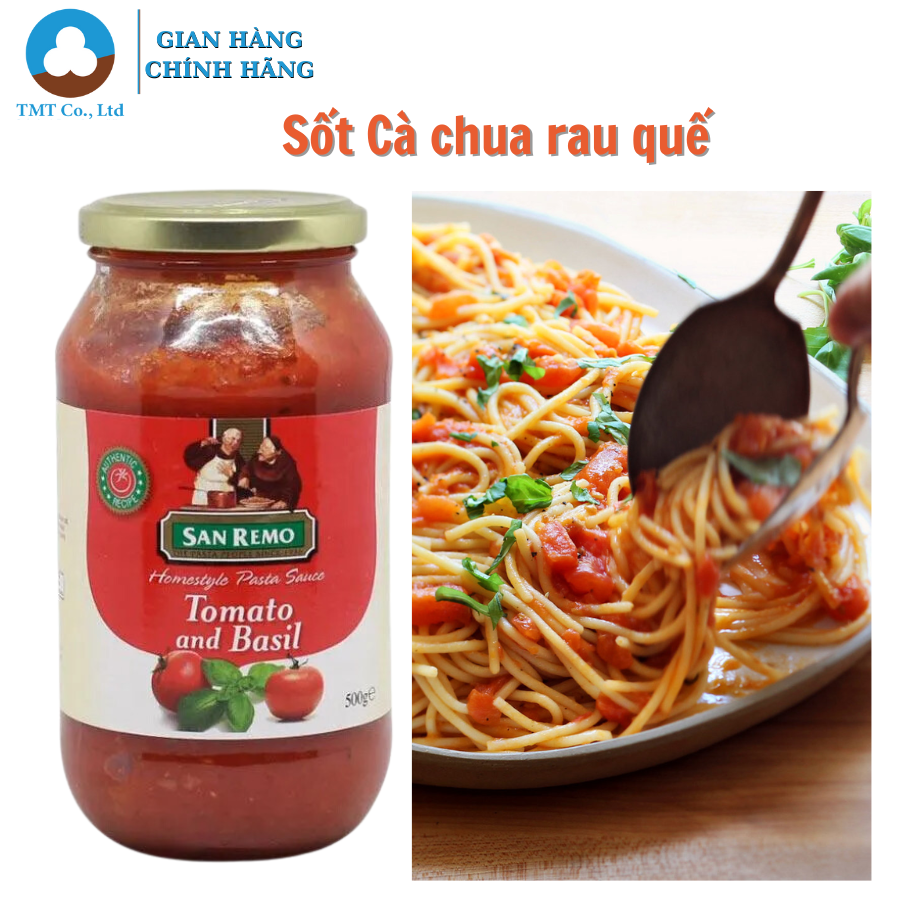 Sốt mì ý cà chua & rau quế san remo 500g