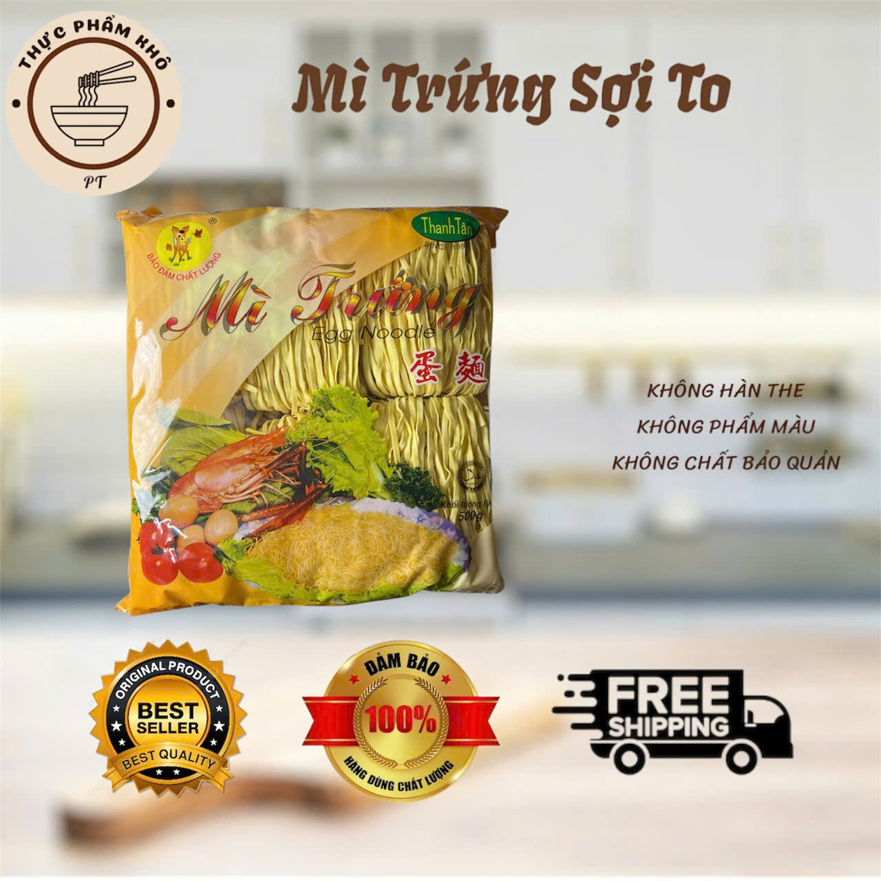 [PT09]-MÌ TRỨNG SỢI TO ĐẶC BIỆT 500G AN TOÀN KHÔNG PHẨM MÀU, KHÔNG CHẤT BẢO QUẢN - MẶN