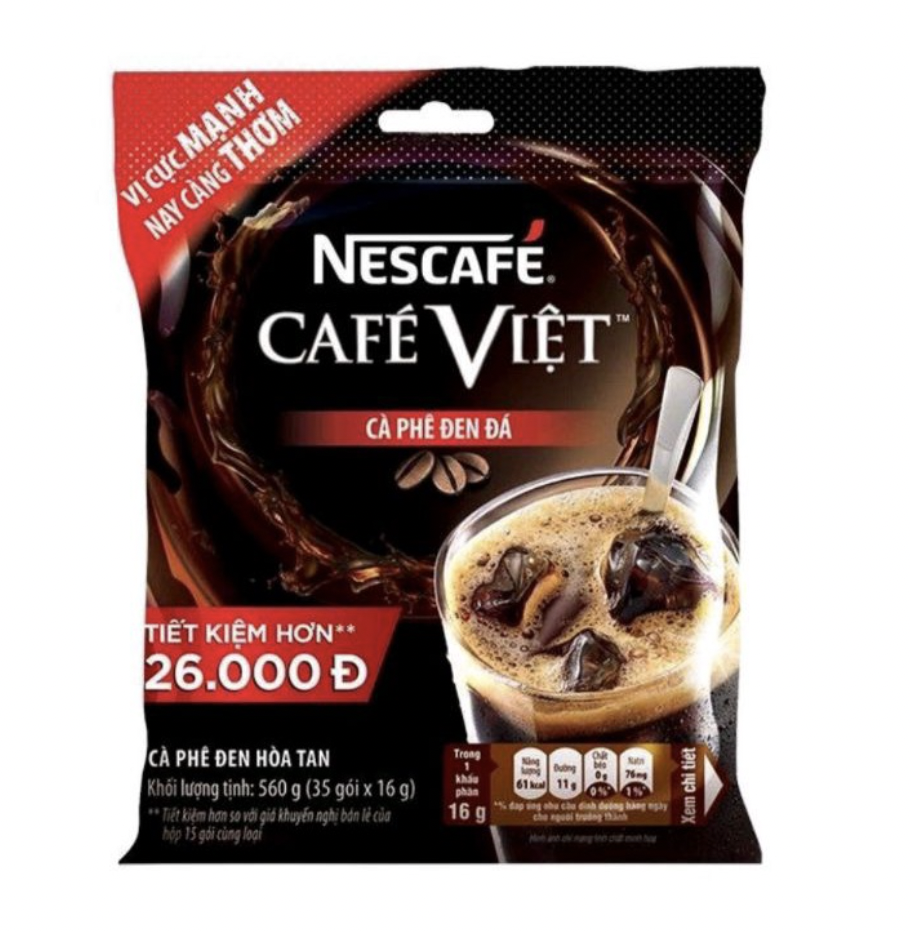 Cà phê hòa tan nescafe cafe việt - cà phê đen đá date 11/2023