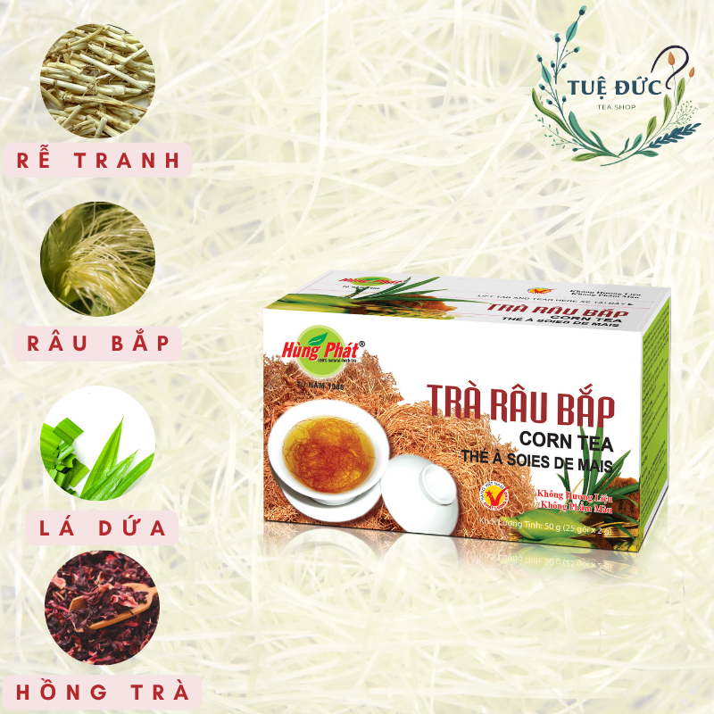 Trà râu bắp hùng phát - thanh nhiệt lợi tiểu - hộp 25 gói - tuệ đức phân phối chính hãng