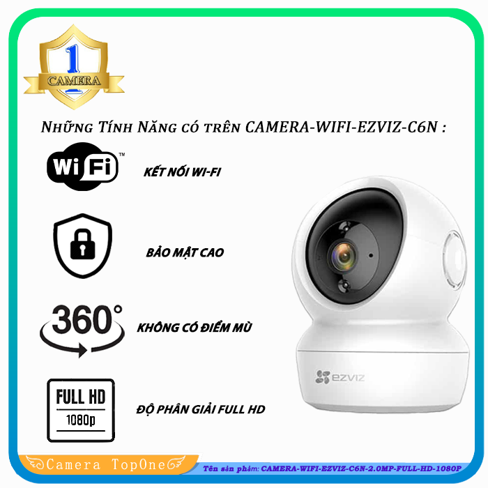 [NHÀ PHÂN PHỐI BH 2 NĂM FREESHIP 20K]Camera Wifi Ezviz C6N 1080P 2M - Camera Không Dây Xoay 360 Đàm Thoại 2 Chiều kèm thẻ nhớ