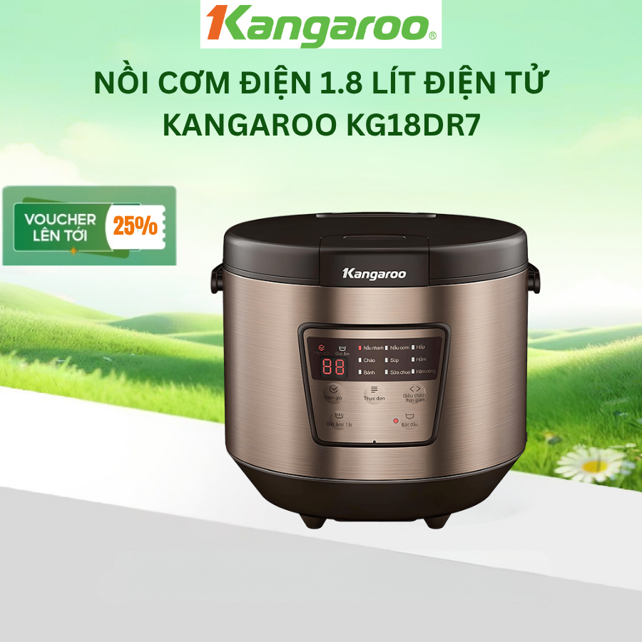 [BH 1 Năm] Nồi cơm điện 1.8 lít điện tử Kangaroo KG18DR7- Hàng chính hãng
