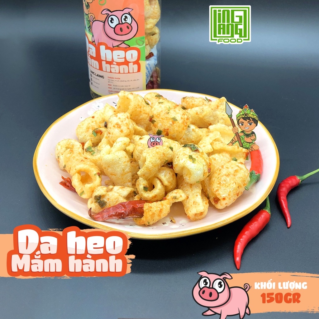 Da heo chiên giòn siêu ngon 150g da heo chiên nước mắm hành thơm giòn Linh Lang Food bì lợn chiên giòn ăn vặt