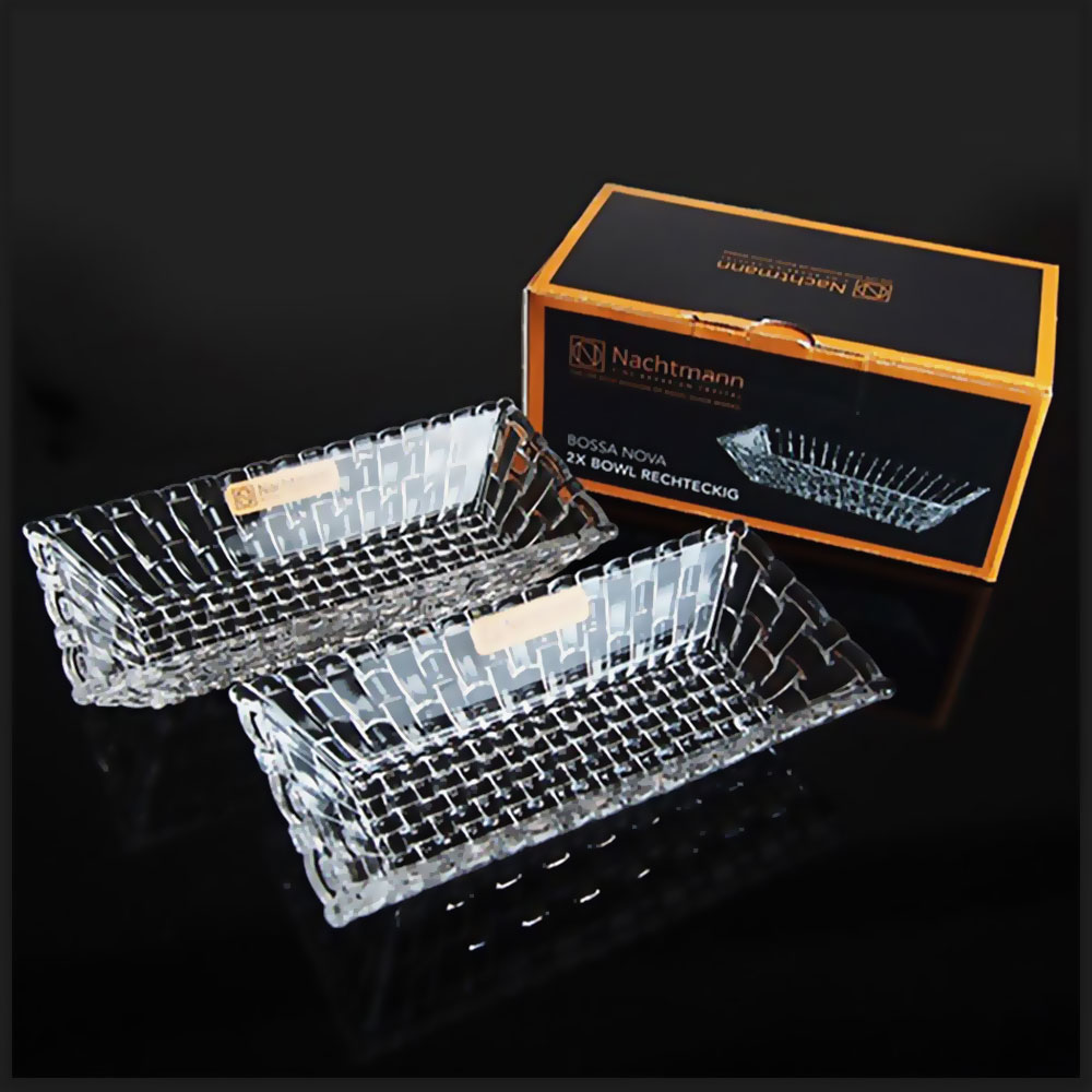 - bộ 2 khay chữ nhật pha lê nachtmann 97783 bossa nova 2x bowl rechteckig