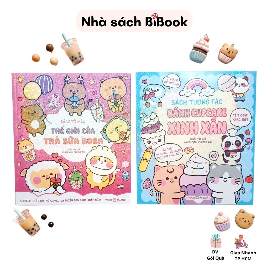 Sách Tô Màu Và Tương Tác Thông Minh Cho Bé: Thế Giới Của Trà Sữa Boba & Bánh Cupcake Xinh Xắn (Kèm Sticker) - Tân Việt