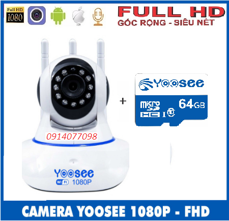 [ KÈM THẺ NHỚ 64G YOOSEE LOẠI XỊN BẢO HÀNH 5 NĂM ] Camera Wifi - Camera Yoosee Wifi 2.0Mpx Full HD 1080P