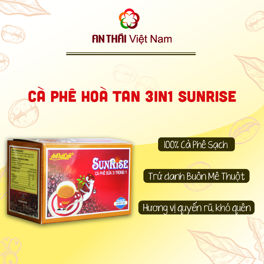 Cà phê 3 trong 1 Sunrise (Hộp 20 gói x 18gr) - AnTháiCafé